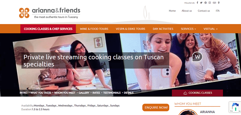 Virtual italian cooking class