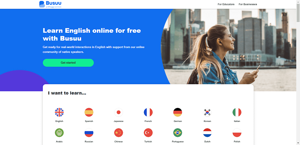 Free English learning for adults with busuu
