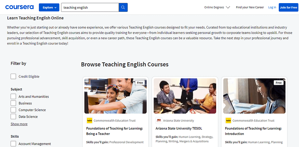 Free English language learning for adults
